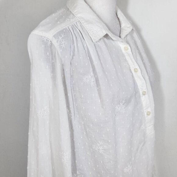Gap White Cotton Blouse with Swiss Dot and Floral Pattern Size Small - Picture 5 of 9